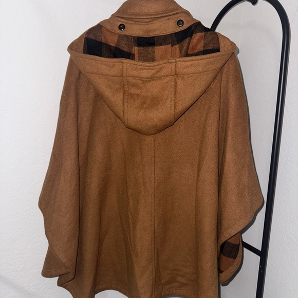 Coach Duffle Cape F34127 Camel Wool Blend Hooded Toggle Poncho Cape Coat Small - Picture 7 of 7